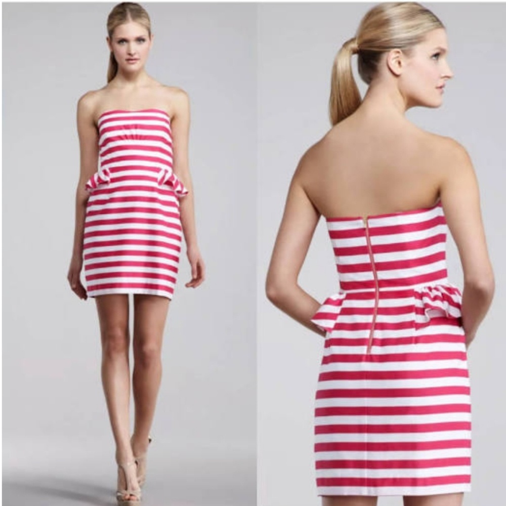 Lilly Pulitzer Pink and White Strapless Dress